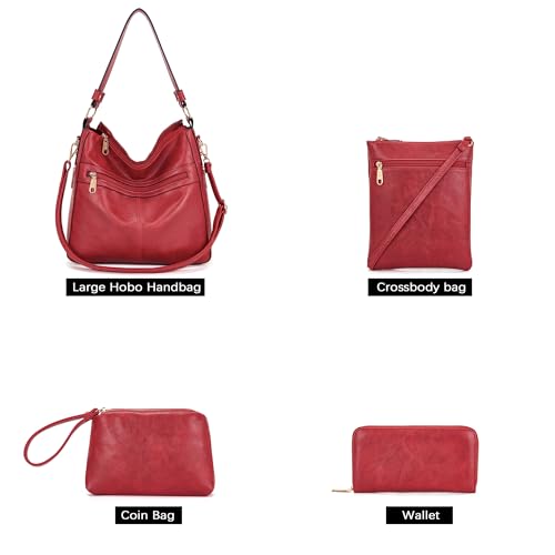 Image of Qiyuer Purses for Women 4PCS Handbags and Wallet Set Large Hobo Bag | Vegan Leather,Daily Commuting,Crossbody /Shoulder Bags,Multi card slot wallet