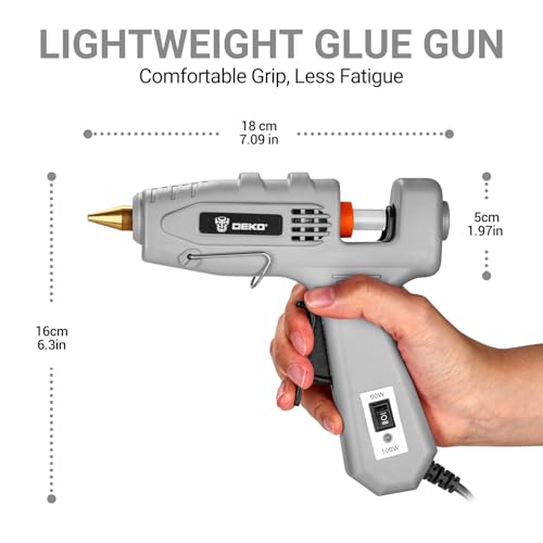 Hot Glue Gun Full Size: DEKOPRO 60/100Watt Dual Temp Hot Glue Gun Kit with 25 Glue Sticks, Organize Storage Case, Heavy Duty Heat Glue Gun Tool Set for Home Repair, Art & Crafts, DIY - Image 2