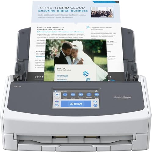 Fujitsu ScanSnap iX1600 Wireless Document, Photo & Receipt Scanner, Large Touchscreen, Cloud Enabled, Auto Color/Grayscale/Monochrome Detection, Fast Scans Up to 40 PPM, White, (Renewed) by Fujitsu - Used condition - US$251.71