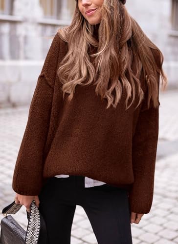 PRETTYGARDEN Women's Knit Oversized Sweater Fall Fashion Casual Long Sleeve Turtleneck Chunky Pullover Tops Winter Clothing