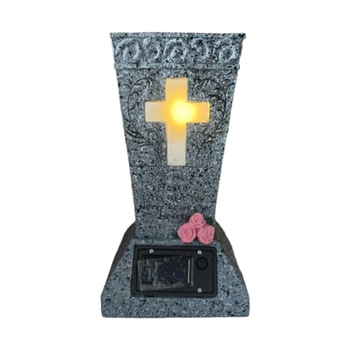 Steowsey Maceta de cementerio de cruces, jarrón de cementerio, soporte de flores conmemorativo con lápida con pinchos, exhibición de maceta A