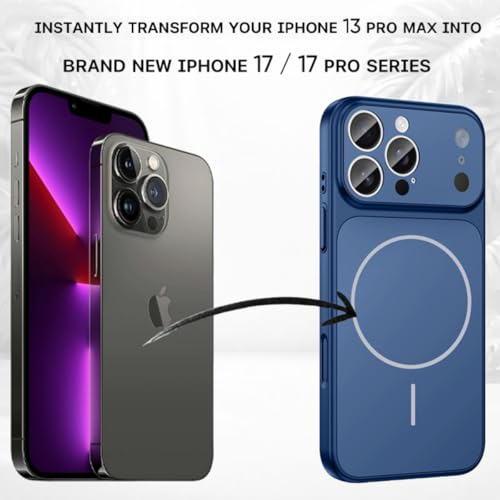 Image of SHINESTAR Converter Case for iPhone 13 Pro Max | Premium Protective Mag-Safe Cover | iPhone 17 Pro / 17 Pro Max Series Style Design | in-Built Camera Guard | Wireless Charging Compatible - Blue