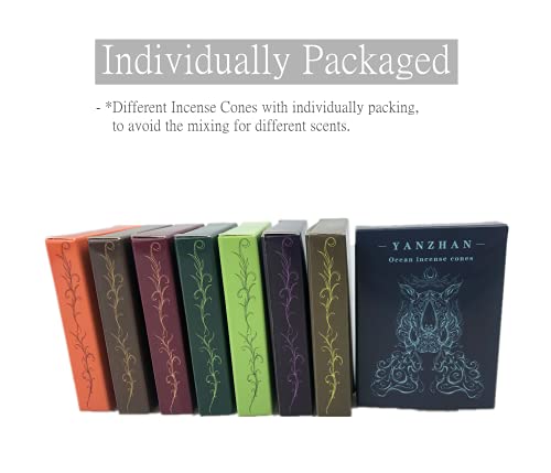 80 Pcs Backflow Incense Cones 8 Mixed Natural Scents Sandalwood Rose Green Tea Lavender Osmanthus Jasmine Ocean Apple (Incense Cones) #TOP1