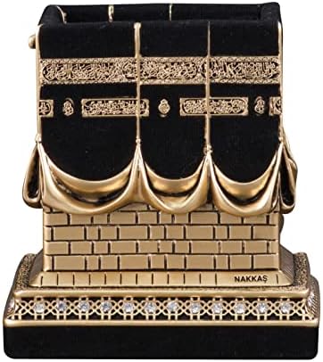 Islamic Home Decoration, Muslim Table Art Decor, Kaaba Replica Model, Ramadan Eid Gifts for Muslim, Bookend, Islamic Turkish Decor, Size: Medium, Color: Gold