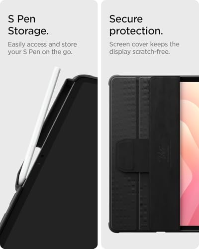Image of Spigen Rugged Armor Pro | Samsung Galaxy Tab S11 Case [S Pen Holder] [Trifold Stand] 11 inch Folio Full Cover | TPU+PU Leather - Black