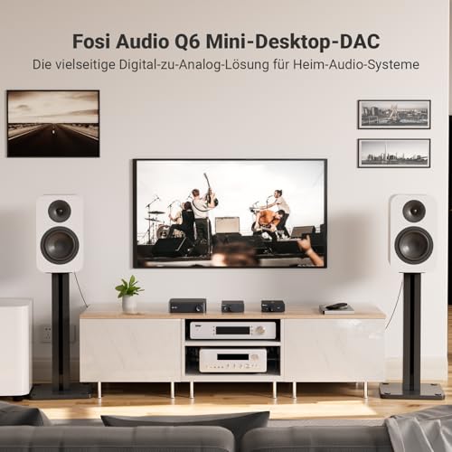 Fosi Audio Q6 Mini-Desktop-DAC, USB C Digital-Analog-Audio-Wandler für Heim-Stereo-Verstärker und Kopfhörerverstärker, optischer/koaxialer Eingang, RCA-Ausgang/Sub-Out, Hi-Res 32bit/768kHz DSD512 – Bild 3