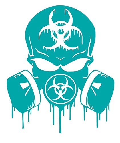 UR Impressions Teal 50,8 cm Calavera goteo Biohazard Respirator calcomanía de vinilo Gráficos para coches, camiones, SUV Vans Walls Windows Laptop|Teal|20 x 18 pulgadas | UR734-T