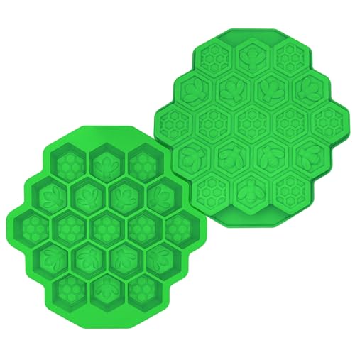 Zilphoba 2pcs Honeycomb Silicone Mold, Non-Stick 19 Cavities Bee Silicone Mold, Honey Comb Molds for Chocolate, Candy, Ice Cube, Cakes (Green) by Zilphoba - Used condition - US$8.09