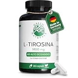 Green Naturals® L-Tirosina – Alto dosaggio: 1400 mg da fermentazione naturale – Vegano & senza additivi – Qualità premium dalla Germania – 365 capsule