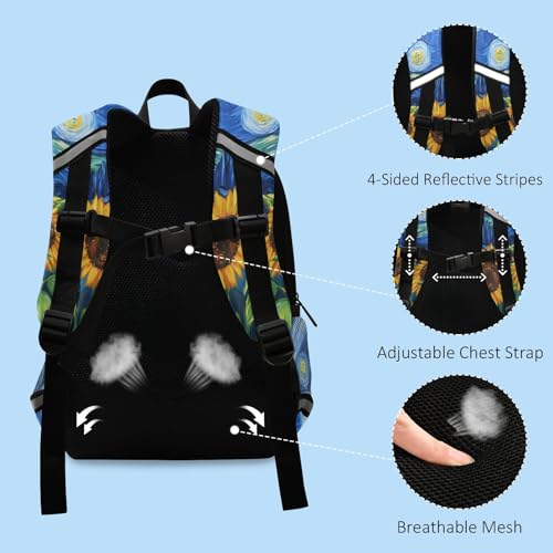 panksolu Sunflowers Starry Sky Paint Toddler Backpack for Boys Girls Kids Backpacks Preschool Bag Travel Bag4