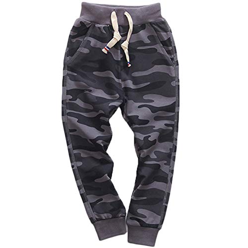 KISBINI Boy's Cotton Camouflage Sweatpants Sports Pants for Children
