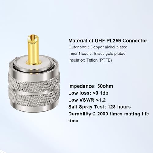 Conector UHF Macho PL259 para Cable RG58 x10 miniatura 4
