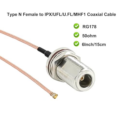 Cable coaxial U.FL a N hembra 6 pulgadas x5 miniatura 5
