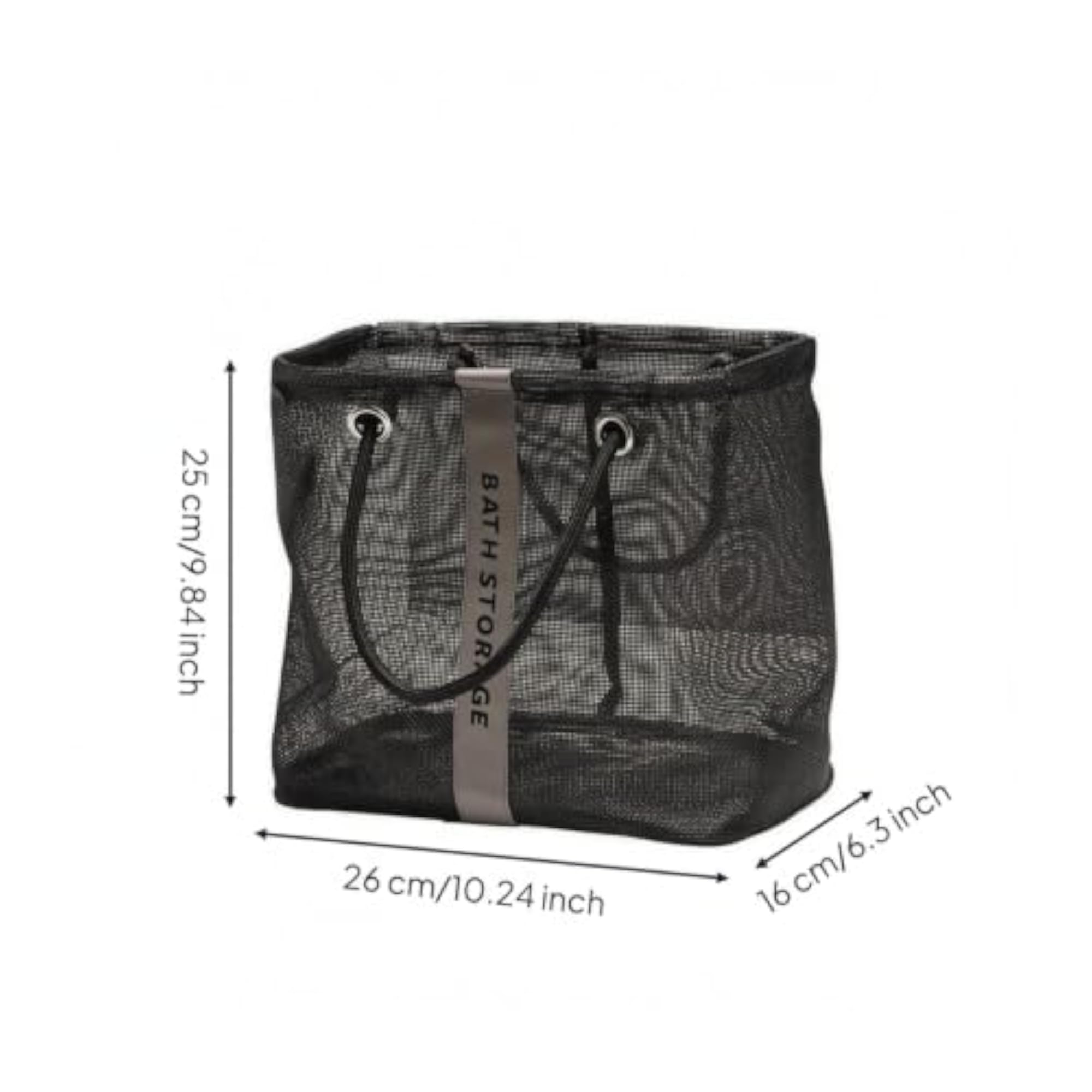 Rope Handles Mesh Bath Tote, Rectangular Portable Shower Carrier