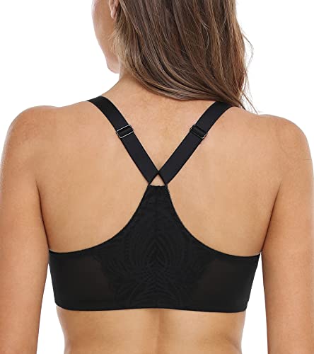 Dotvol Women's Lace T-Back Underwire Everyday Bra(36D,Black) #TOP2