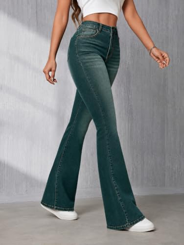 Image of Ben Martin Women's High Waist Jeans || Flared Bell Bottom Bootcut Pants || Wide Leg Stretch Denim - Perfect for Travel, Party & Everyday Use Sizes 26 to 40 (0)