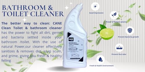 Image of Bathroom & Toilet Cleaner | Citrus Fresh Scent | Eco-Friendly, Plant-Based & Biodegradable Formula | Non-Toxic, HCL-Free Stain Remover for Taps, Toilet Tiles, Basils & Toilet Bowls (1 L)