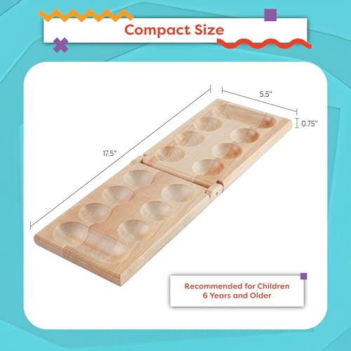 Juego de tablero Mancala con tablero plegable de madera miniatura 6