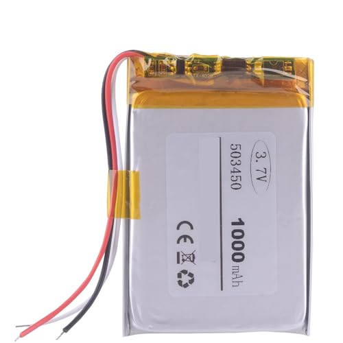 Batería de litio 503450 de 1000 mAh y 3.7V con conector JST de 2.54mm y 3 pines