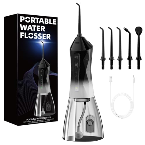 Water Dental Flosser Teeth Pick: Portable Cordless Oral Irrigator 320ML Rechargeable Travel...