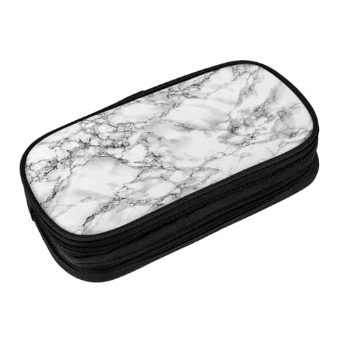 Image of Perinsto Black And White Marble Pencil Case Big Capacity Multi Compartment Stationery Box Pencil Pouch Holder Desk Organizer For School Office Home
