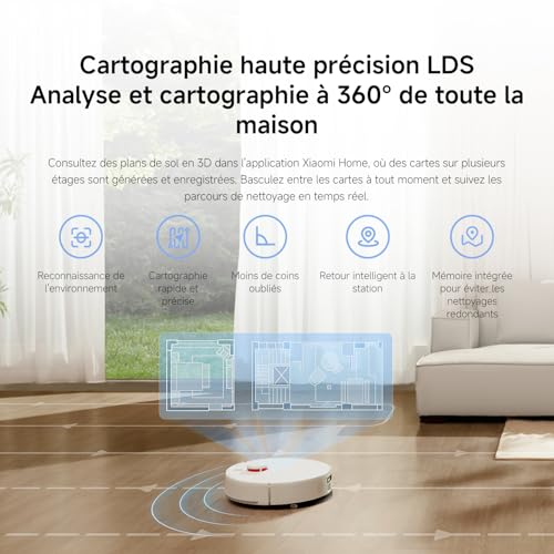 XIAOMI H40 Aspirateur Robot avec Station de Vidage Automatique, 10000 Pa