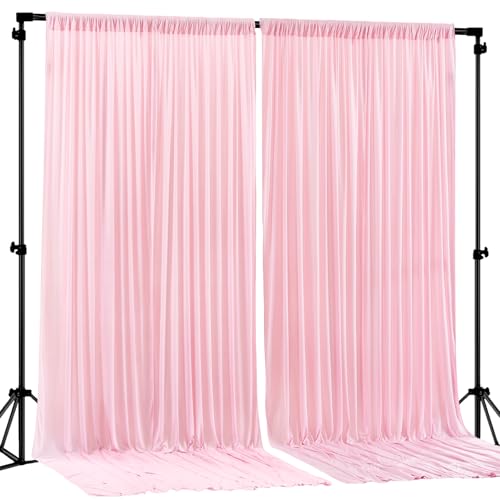 Pink Backdrop Curtains-Wrinkle-Free Polyester Photography Drapes Party Curtain Background for Baby Shower Wedding Decorations- 8 X10FT (Pink)