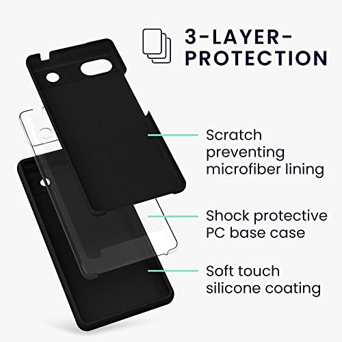 kwmobile Case Compatible with Google Pixel 6a Case - TPU Silicone Phone Cover with Soft Finish - Black - Image 2