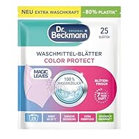 Dr. Beckmann MAGIC LEAVES Waschmittel-Blätter COLOR | vordosierte & wasserlösliche Waschblätter | platzsparend und leicht anzuwenden | 25 Blätter