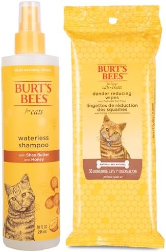 Burt's Bees for Pets Cats Grooming Bundle: Waterless Cat Shampoo with Apple & Honey, Naturally Derived Ingredients, 10oz & Cat Dander Reducing Wipes, 50ct image 3