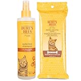 Burt's Bees for Pets Cats Grooming Bundle: Waterless Cat Shampoo with Apple & Honey, Naturally Derived Ingredients, 10oz & Cat Dander Reducing Wipes, 50ct