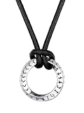 FaithHeart Collar Cuero Negro Hombre Colgante Mobius Runas Vikingas Acero Inoxidable 316L Joyería Gótica Nórdica Padre Cordon Ajustable 16 Pulgadas