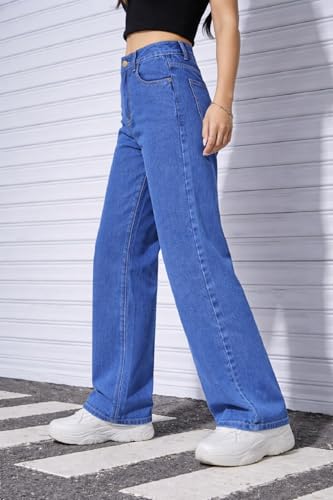 Image of ADBUCKS Stretchable Denim Fabric High Rise Straight Fit Jeans for Girls