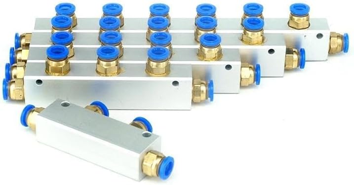 With Fittings Pushfit 8mm 2/3/4/5/6/7/8/9/10 Ways Pneumatic Air Manifold Block Splitter 20x25mm - (Color: 2 Way 4 Port)(2 Way 4 Port)