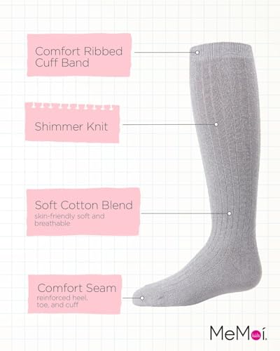 MeMoi Girls' Ribbed Shimmer Knee-High Socks3