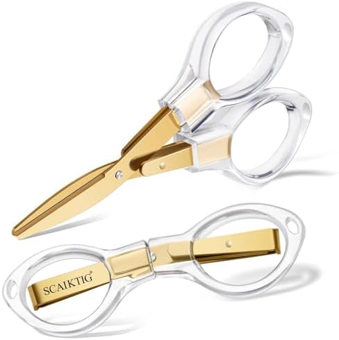 SCAIKTIG 3.8” Folding Travel Scissors Set (2 Pcs), Safety Small M...
