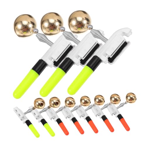 MUELODSIC 10 Piezas Barra Luminosa de Pesca pecera Tanque indicador de Alarma de picadura de Pesca Vara Alarma de caña de Pescar alarmas de mordida para cañas de Pescar Abdominales