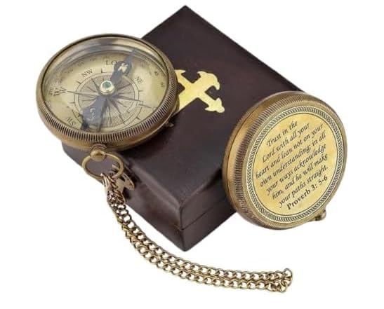 Brújula Vintage de Bolsillo de Latón con Cita Inspiradora, Brújula Náutica Antigua con Caja de Madera para Viaje, Decoración y Regalo