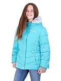 ZeroXposur Girls Puffer Jacket Fleece lined Winter Coat with Hood and Faux Fur Trim (Small, Capri)