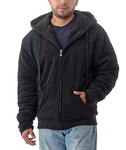 Jvini Men's Ultra Soft Sherpa Lined Hoodie - Full Zip Fleece Lining Heavy Duty Sweatshirts