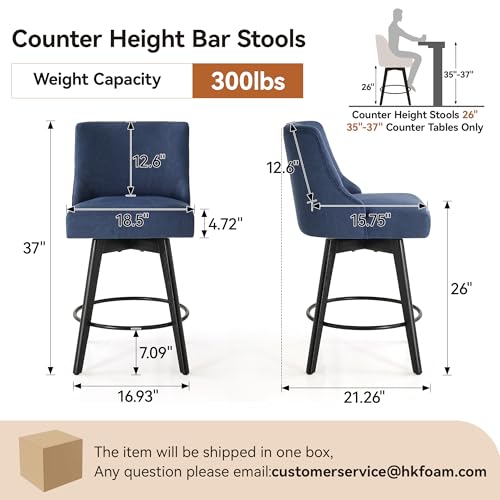 Image of 26 inch Counter Height Swivel Bar Stools, Set of 3, Blue