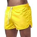 Pantalones cortos deportivos de playa para hombre, de malla transpirable, Amarillo 02, XS