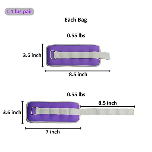 Vaupan Small Hand Wrist Weights, Mini Leg Arm Ankle Cuff Weights For Women Kids Toddler Baby Children, Exercise Equipment With Adjustable Straps For Walking Fitness Gym Dancing (1.1 Lb Pair, Purple) #TOP1