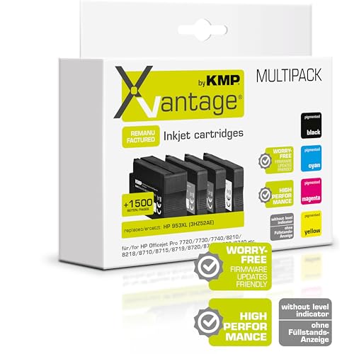 KMP Xvantage Tintenpatrone passend passend für HP 953XL (3HZ52AE) Multipack - für Officejet Pro 7720 7730 7740 8210 8218 8710 8715 8719 8720 8725 etc.