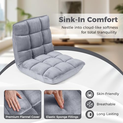 image for COSTWAY Floor Chair, Video Gaming Chairs with Back Support, Adjustable