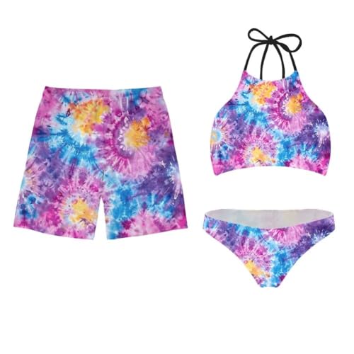 KEIAHUAN Tie Dye Couple Matching Swimsuits for Him and Her Trunks for Men, Mens Trunk Swimwear Bathing Suit Swim Brief