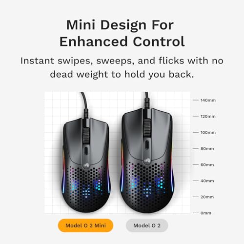 Image of Glorious Gaming - Superlight Wired PC Gaming Mouse with Honeycomb Shell, 6 Programmable Buttons, RGB Lighting & PTFE Skates - Model O 2 Mini, Matte Black