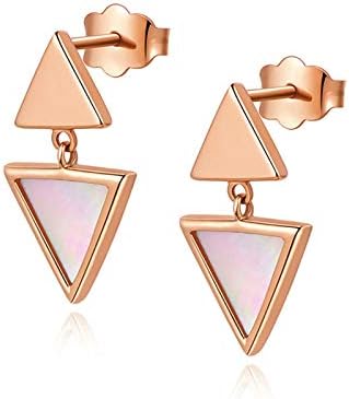 Daesar 18K Rose Gold Earrings Dangle Wedding Triangle Drop Earrings Wedding Rose Gold Earrings Bridesmaid