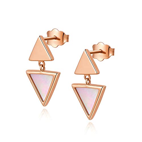 Daesar 18K Rose Gold Earrings Dangle Wedding Triangle Drop Earrings Wedding Rose Gold Earrings Bridesmaid #TOP2