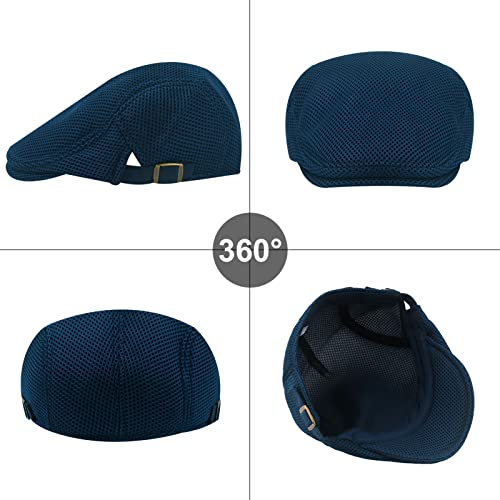 Happy Cherry Newsboy Hats For Men Classic Herringbone Solid Color Lightweight Breathable Sun Hat Outdoor Sport One Size Navy #TOP2